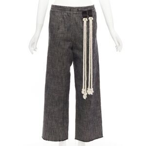 SONG FOR THE MUTE 2018 Wander cream rope detail grey wide leg pants FR34 XS